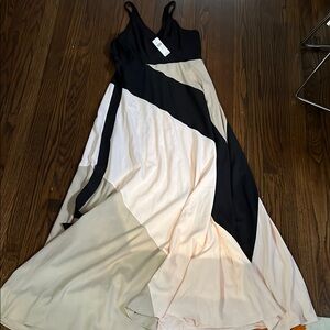 Anthropologie Black and White Pleated Maxi Sundress NEW NWT S SMALL